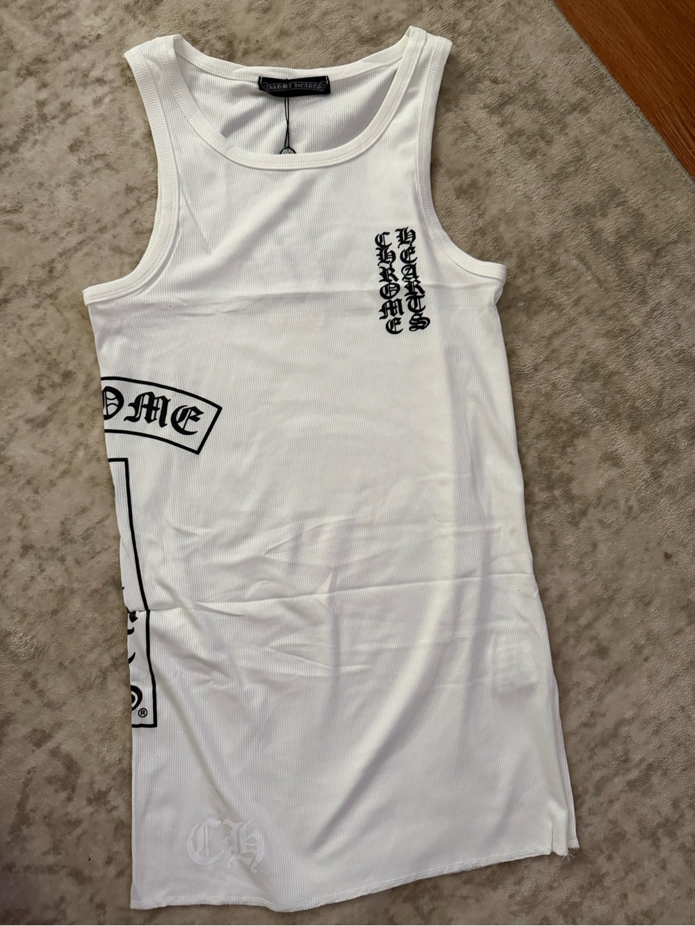 Chrome Hearts White Ribbed Logo Tank
